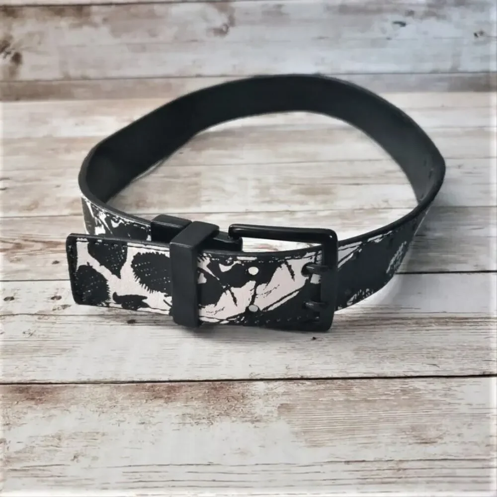 Tony Hawk Black & Off White Synthetic Leather Belt - 22-24 Size S